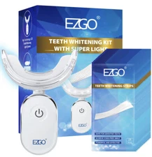EZGO Teeth Whitening Strips Kit Non Sensitive 28X LED USB Light MySmile