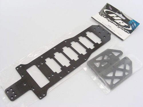 Vintage HOT BODIES HB HPI PRO3 Carbon Main Chassis & Side Plates Hara Type NEW ! - 第 1/13 張圖片