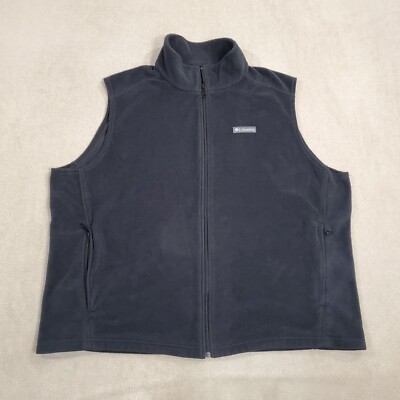 Columbia Vest Mens 3X 3XL XXXL Black Fleece Jacket Sweater