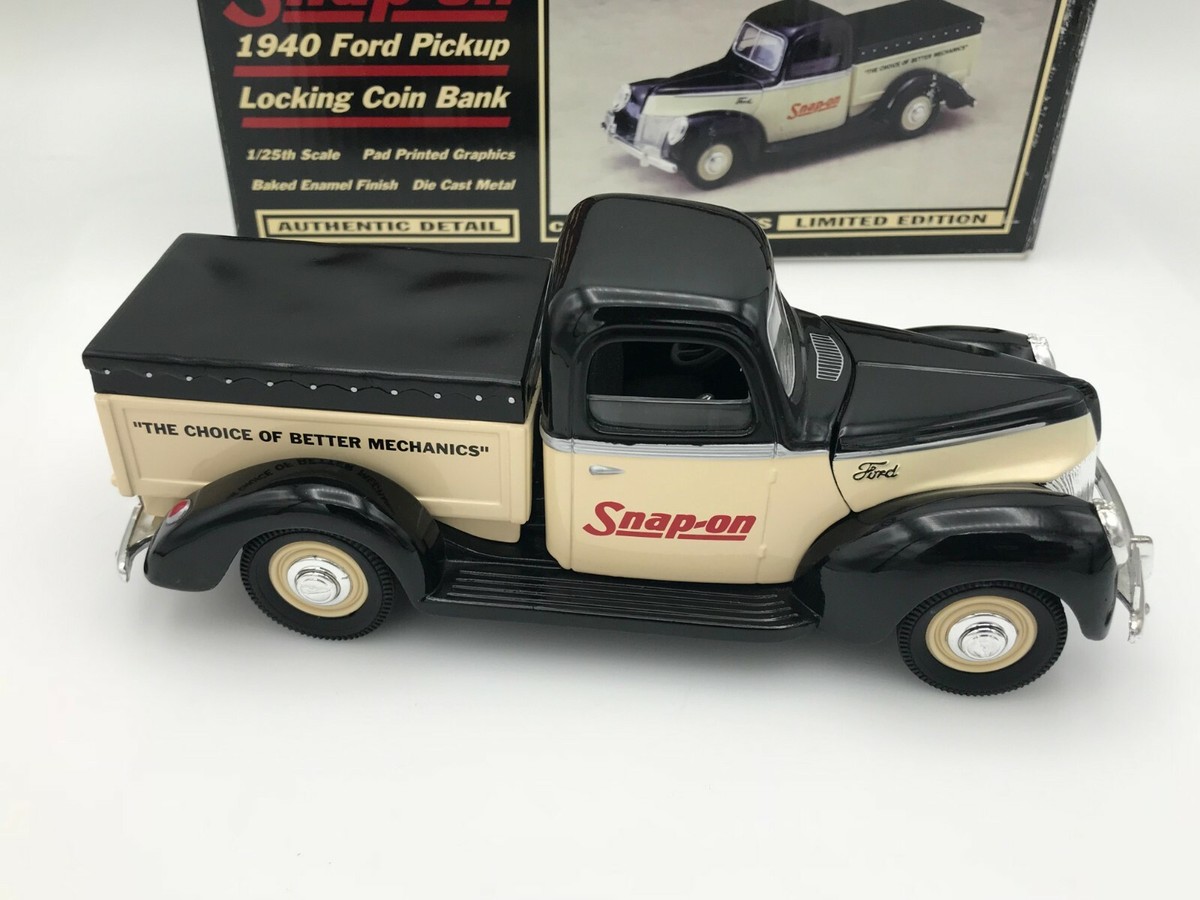 1940 Ford Pickup Truck Diecast Bank Snap On Tools 1/25 Scale
