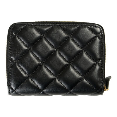 財布・小物その他 VERSACE Woman Wallet Black 1004664DVITALY2T 1B00V Versace Women's Black 100% Leather Quilted Zip Around Wallet