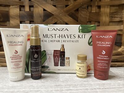 LANZA  MINI HEALING COLOR CARE SHAM+ TREAT+SHINE SPRAY+OIL 4 PIECES Travel Size