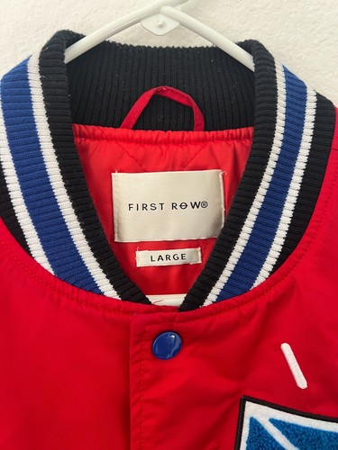 First Row Mens Large Red Button Varsity Hippie Sunny World Jacket /7A - Picture 3 of 5