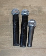 SHURE SM58 Microphone LOT x2 Dynamic Wireless DD4T2 206/195 MHz x1 Wired