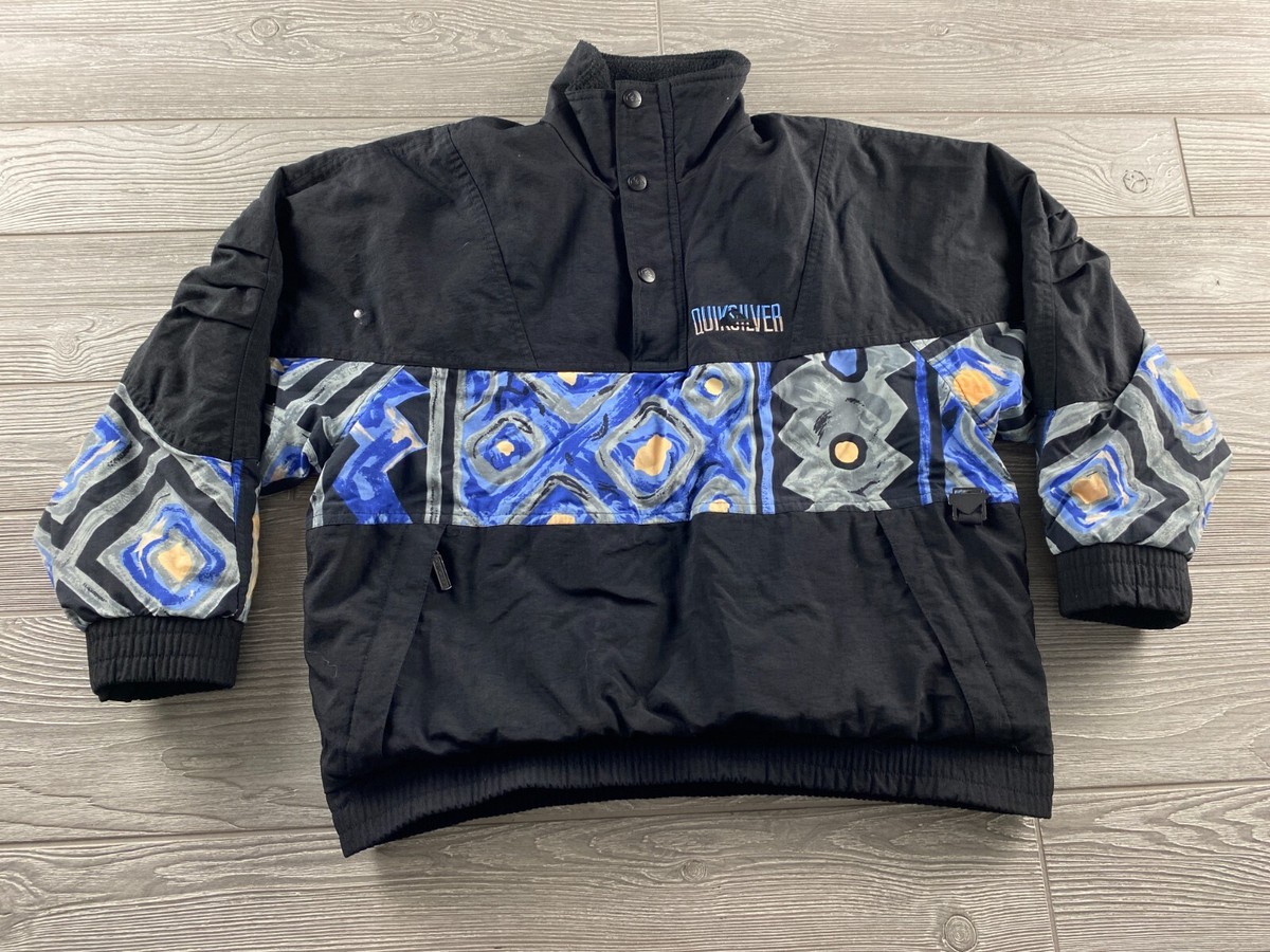 QUIKSILVER フード付きジャケット 黒白グラフィック QUIKSILVER