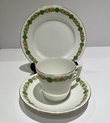 Vintage Shelley Foley Tasse Untertasse Teller Trio Set England