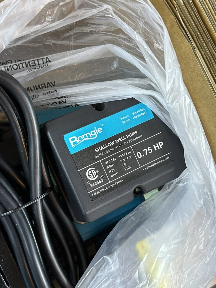 Bomba de chorro de pozo poco profundo BOMGIE 1 HP con interruptor de presión, doble voltaje 115/230 V ~ 1100 Foto 3 de 4