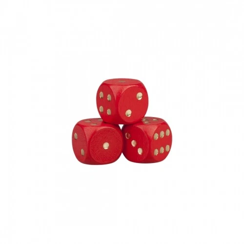 AUGENWÜRFEL Würfel aus Holz - Ahorn - rot - W6 - 16mm