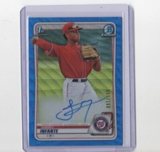 2021 Bowman Chrome Blue Wave Refractor Sammy Infante Autograph RC #'d 55/150