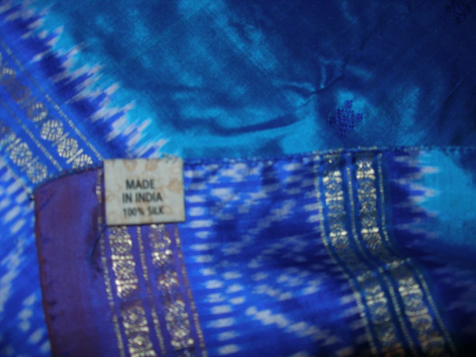 NUEVO EXCLUSIVO POCHAMPALLY BOMKAI 100% Seda Sari Foto 2 de 4