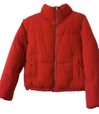H&M Divided Red Puffer Zip Front Ski Winter Coat/Jacket Size 8 /Medium NWOT