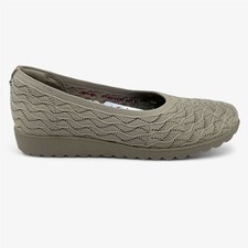 Skechers Arch Fit Cleo Wedge Carefree Breeze Taupe Womens Casual Slip-On