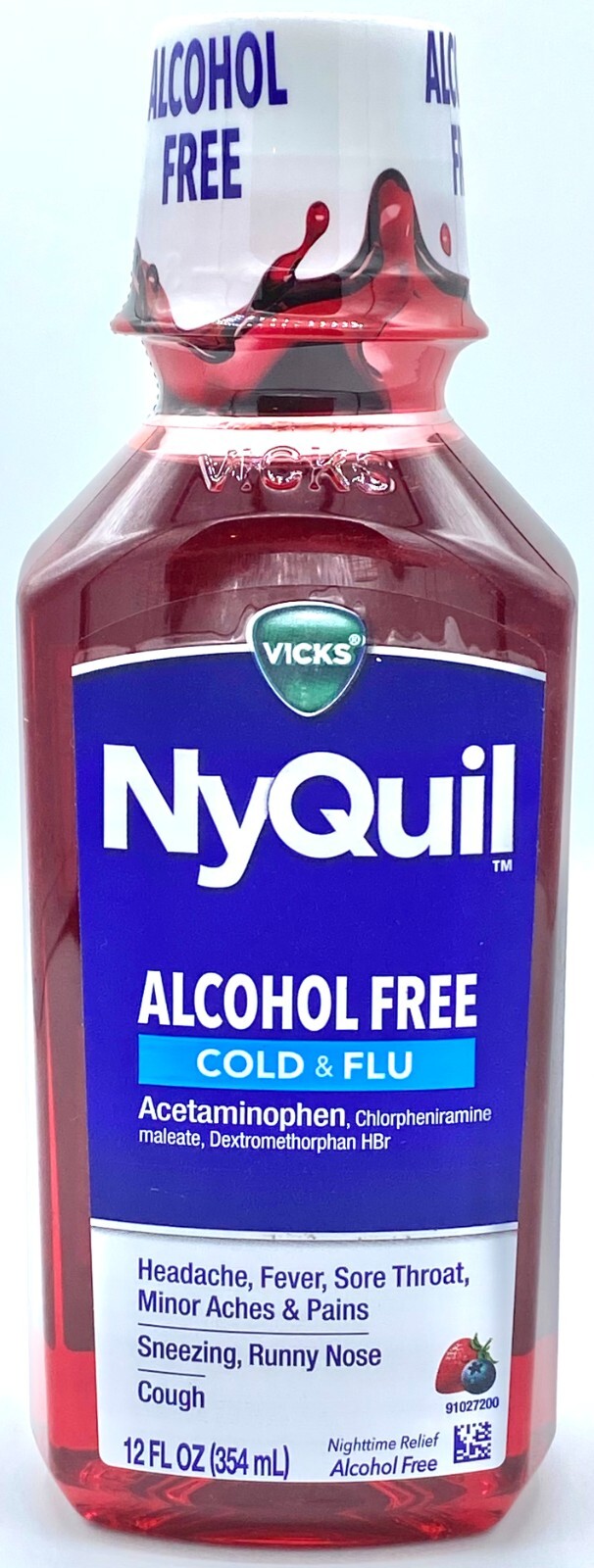 VICKS NyQuil ALCOHOL FREE Cold & Flu Berry Flavor 12 fl. oz. Exp. 01/24
