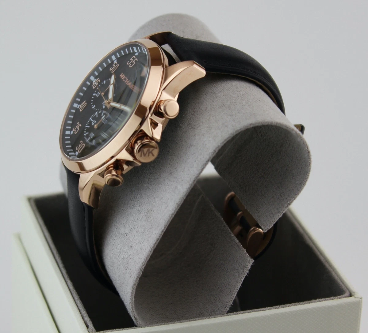NEW AUTHENTIC MICHAEL KORS GAGE ROSE GOLD BLACK CHRONOGRAPH MEN