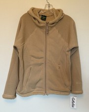 Cabelas Hooded Zip Jacket NWT Size S Reg Women  s Fleece Beige