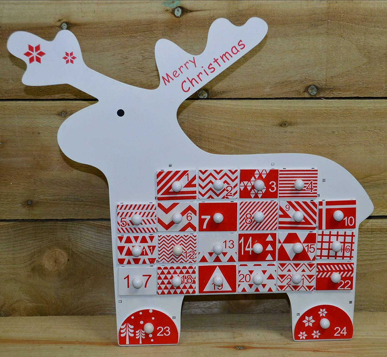 Reindeer Workshop Advent Calendar Wooden With Drawers Christmas