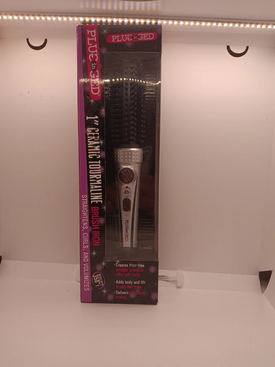 Plugged in ceramic tourmaline top mini straightening brush iron