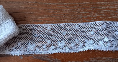Cravate De Blouse Ancienne Femme 1912 - Dentelle De Valenciennes - Coton Blanc - Occasion