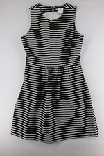 J. Crew Womens Dress Small Sleeveless Aline Dress Black White Stripe Knit NEW