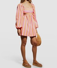 380 Rebecca Vallance Women's Pink Striped Cutout Mimi Mini Dress Size US10