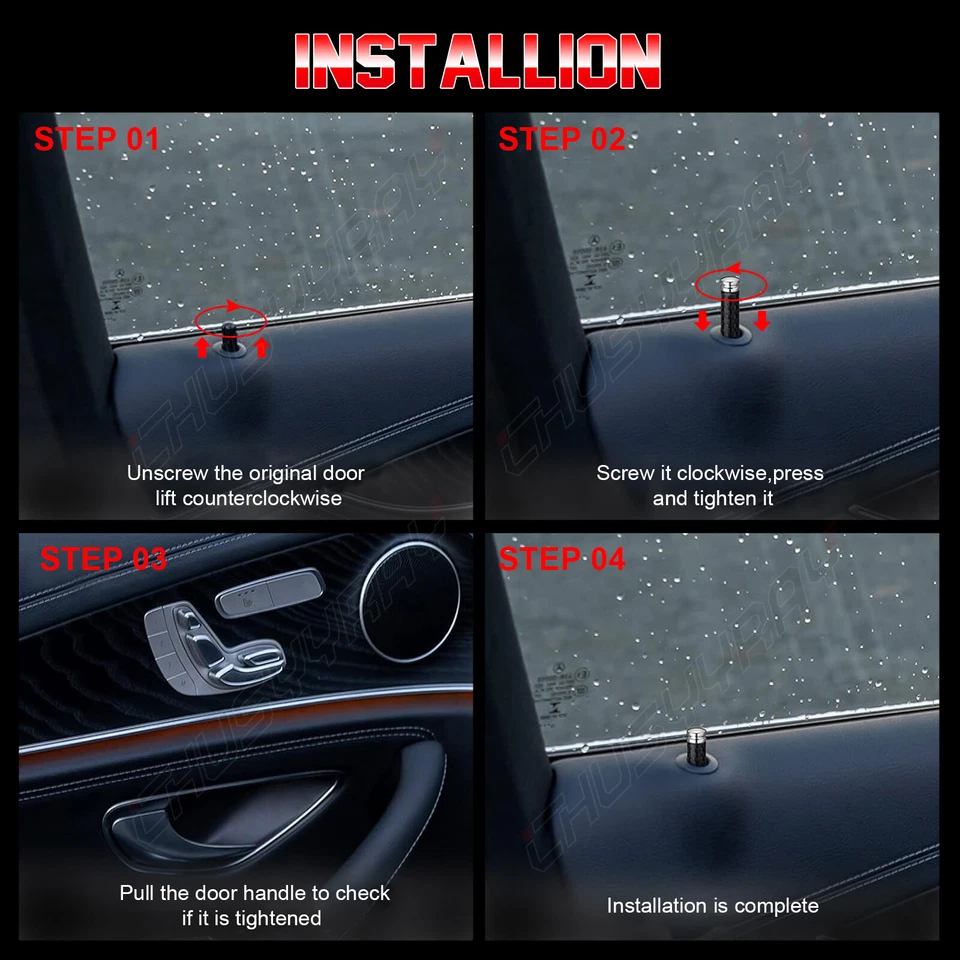 4x Anillo de ajuste de perilla de cerradura de puerta de coche para Mercedes Benz W205 W204 Clase A C E CLA Foto 4 de 4