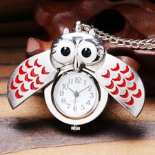 Little Cute Owl Shaped Pocket Watches Necklace Quartz Fob Watch Christmas Gifts