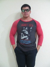 Johnny Cash FABULOUS U.S Tour 1986 Music Raglan Jersey T-Shirt Mens Medium Gray