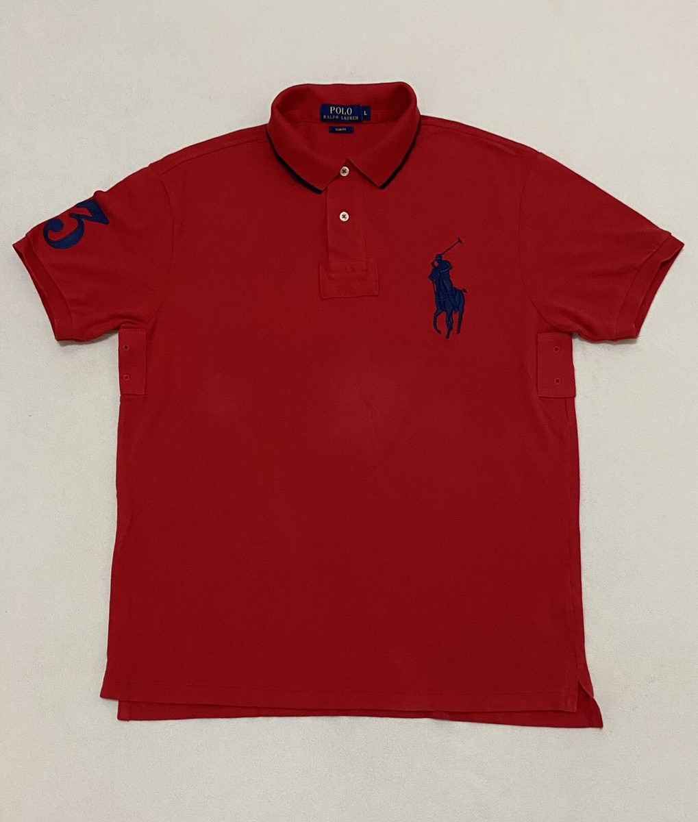 Polo Ralph Lauren Men’s Red Cotton Large Big Pony Slim Fit Casual Shirt New