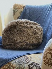 EliteHomeProducts Super Soft Faux Fur Throw Pillow, 12" Diameter Throw Pillow