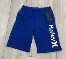 Hurley blue cotton sweat shorts with a white logo Boys Size L 981676