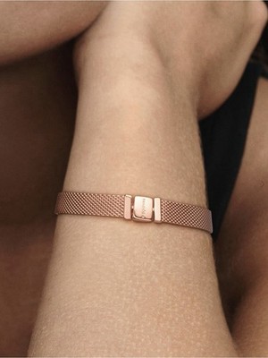 Pandora Reflexions  Mesh Bracelet 14k Rose Gold Plating