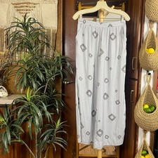 Satin Wide Leg Palazzo Pants S  Gray Elastic Waist Pull On Pockets Womens NWT