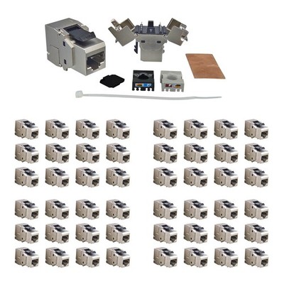 48x RJ45 Keystone Modul Cat.6a 500 Mhz 10Gbit vollgeschirmt werkzeuglos Premium