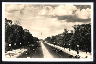Berlin-Tiergarten, Charlottenburg Chaussee with Victory Column, Postcard 