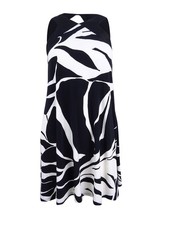 Lauren by Ralph Lauren Women's  Print Trapeze Jersey Dress (4, Black/Cream)