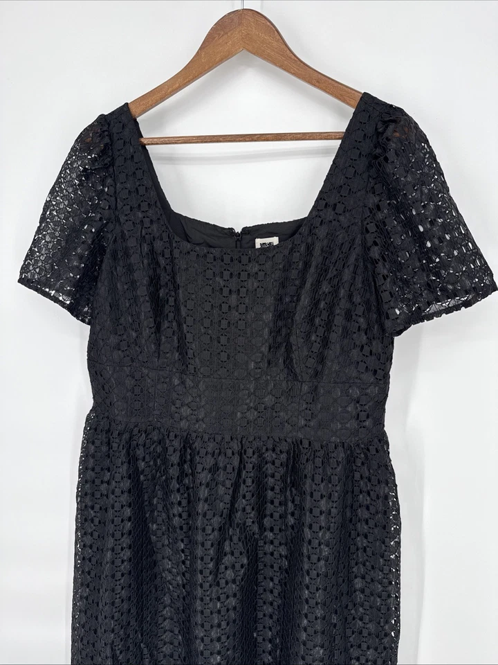 全新 Anne Klein 女式 12 码黑色方领蕾丝迷笛连衣裙 149 美元全新带标签 — 第 4/4 张图片