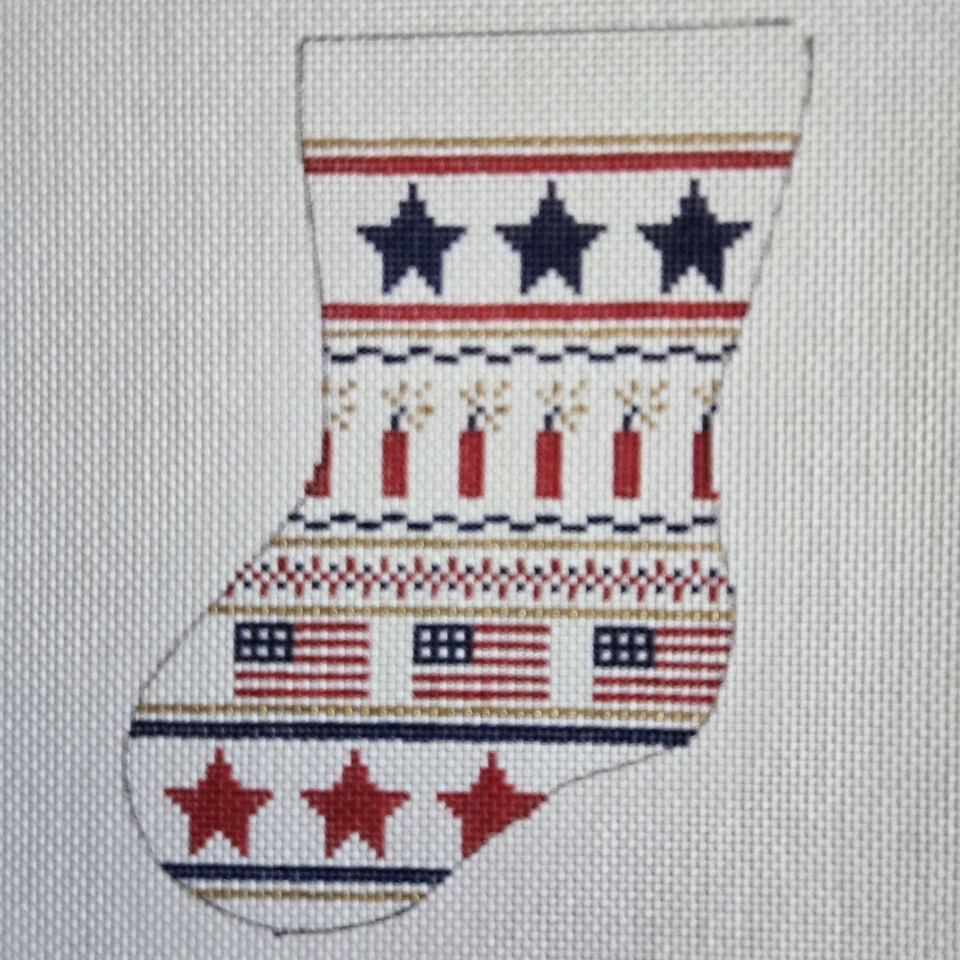 Fancy Carole Christmas Stocking 4th of July Needlepoint Canvas Patriotic 1177 - Image 2 of 4