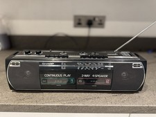 Sharp WQ-268E Twin Deck Cassette Player Black Tested Working