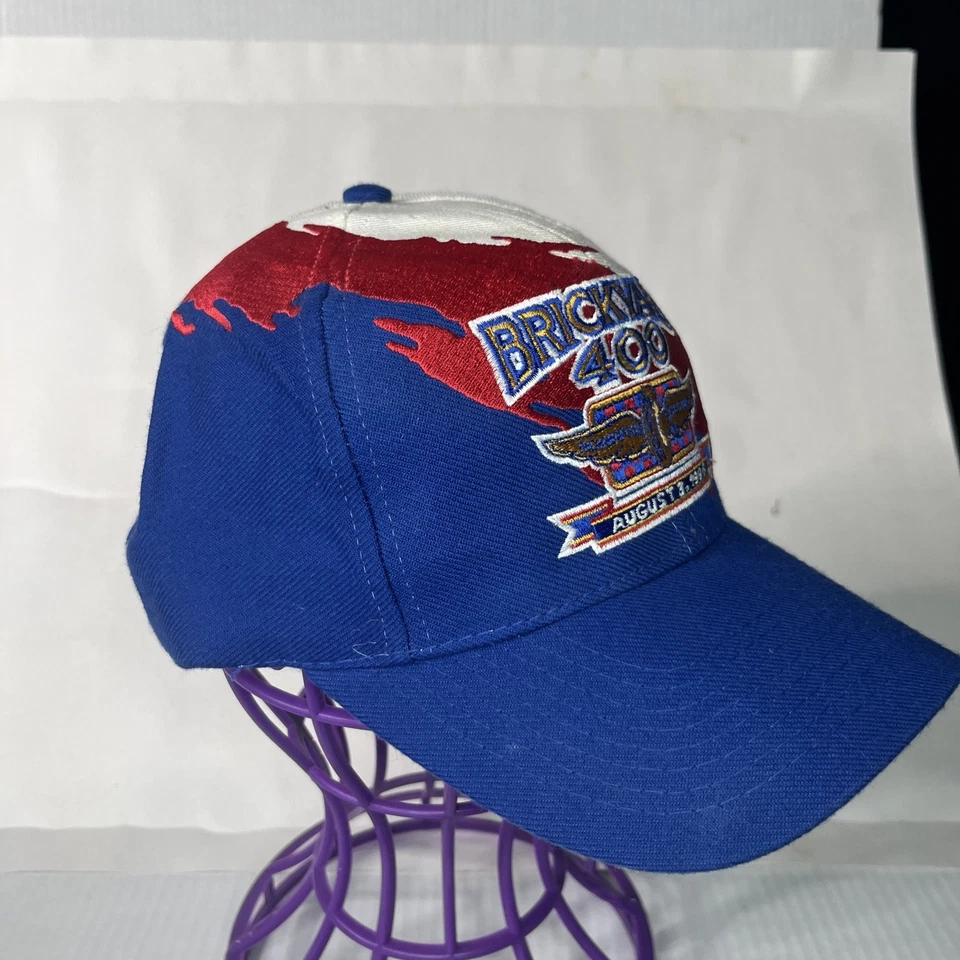 Gorra de béisbol retro vintage de 1990 NASCAR Brickyard 400 pintura salpicadura Snapback Foto 2 de 4
