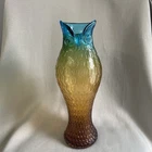 Vintage Murano Glass Cristalleria d'Arte Ann Primrose Collection Owl Vase 14.25"