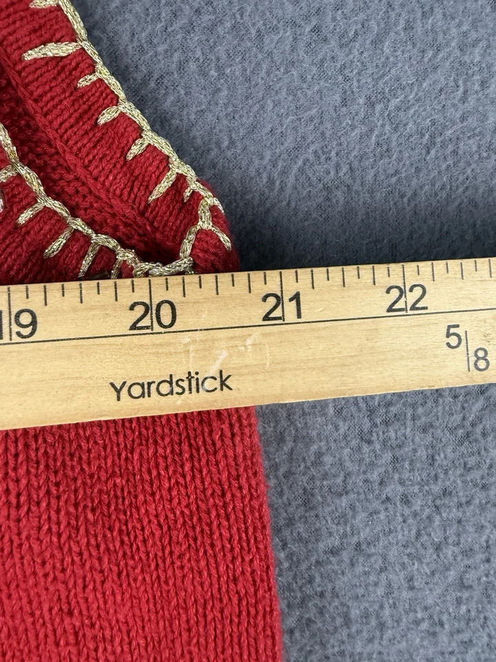 Kim Rogers Mujer L Árbol de Navidad Suéter Chaleco Rojo Cuentas Vacaciones Cremallera Completa Foto 4 de 4