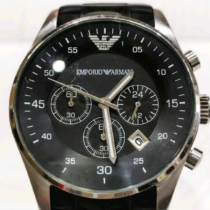 Rare EMPORIO ARMANI Black Dial Date Sportivo Chronograph Rubber Quartz Watch - Image 2 of 4