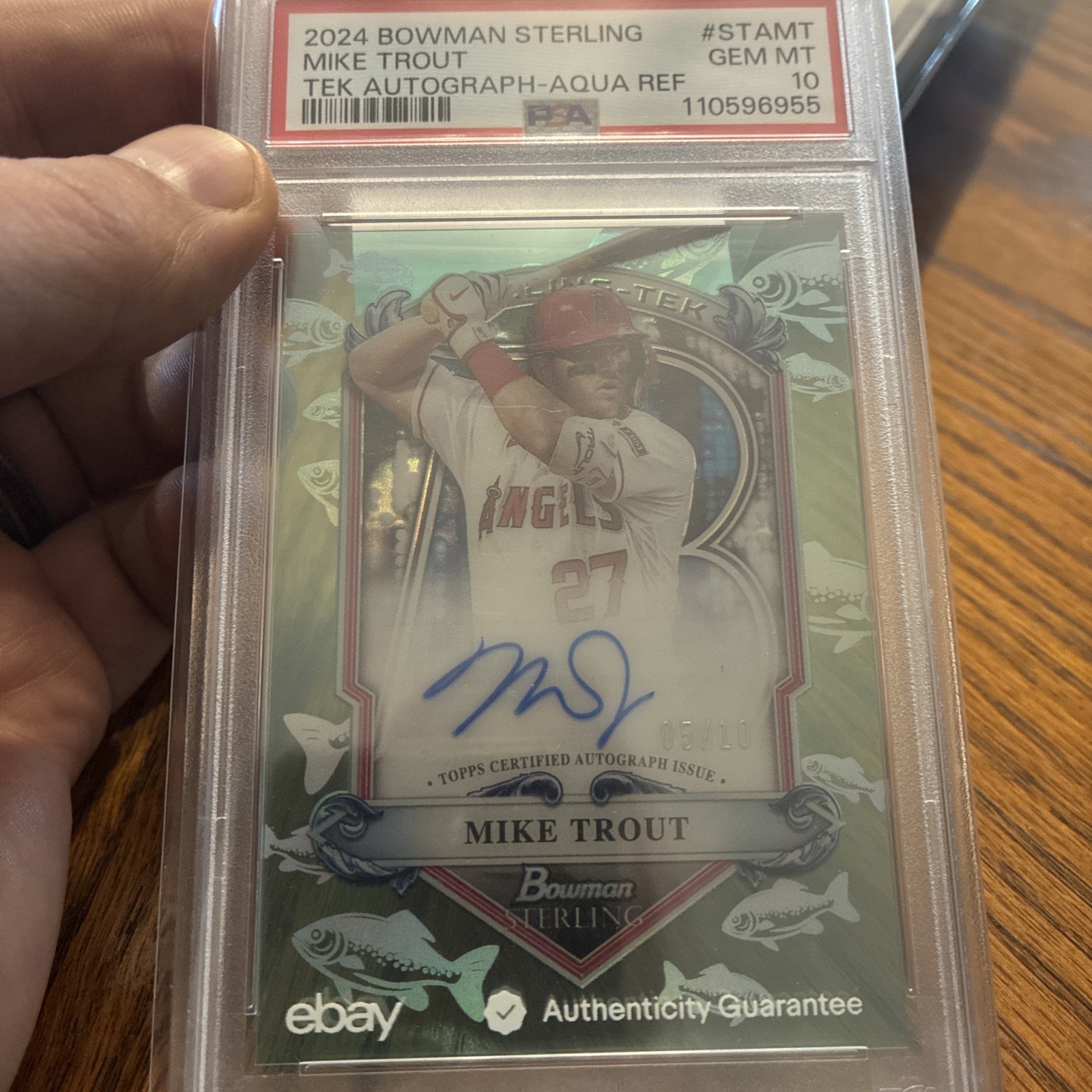 2024 Bowman Sterling Mike Trout TEK  Autograph /10.    PSA 10  view 8