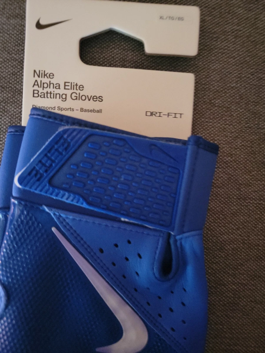 Guantes de bateo de béisbol Nike Alpha Elite para hombre talla XL azul FD7816-434 $74