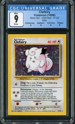 1999 Pokemon Base Set Clefairy Square Cut Error Holo Rare #5 CGC 9 - Image 1 of 2