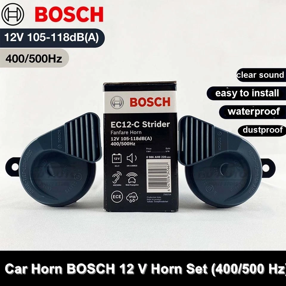 Car Horn BOSCH HORN SET 12V 105-118dB(A)(400/500Hz) BLACK code EC12-C - Image 2 of 4