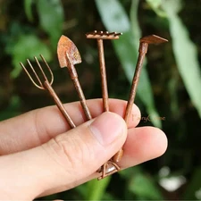 3Pcs Miniature Garden Tools 1:12 Mini Shovels and Rake Farm Tools Fairy Garden F
