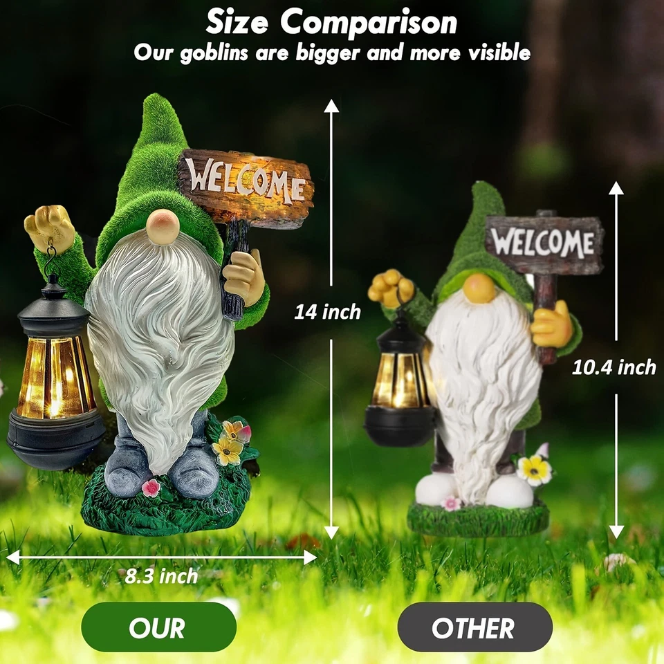 Resin Gnome Statue Outdoor Decor LED Lights Firework Solar Gnomes Gar Waterproof - Image 4 of 4
