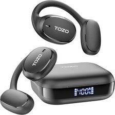 TOZO OpenEgo Open Ear Earbuds Bluetooth Headphones, 80Hrs Playtime Black