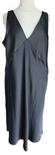 A New Day Black Satin V-Neck Midi Slip Dress Women’s Plus 1X NWT Sleeveless